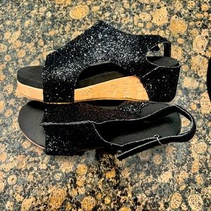 Black Glitter Wedge Shoe Size 10